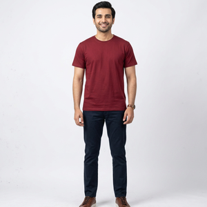 T-shirts en coton personnalisés pour hommes – Qualité supérieure, col rond, manches courtes, respirants, en tissu non tissé, vierges, quantité personnalisable, devant personnalisé - Product Image 1