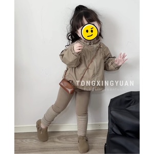 Tongxingyuan Baby Girl Trench Coat Set Solid Color Canvas Cotton 2-Piece Outfit Spring Autumn Kids Clothing - Product Image 4