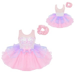 Vestido de Ballet con Lentejuelas para Niñas, con Scrunchie, Vestido de Tul sin Mangas para Fiesta, Traje de Ballet para Niñas, para Cumpleaños o Desfiles - Product Image 2