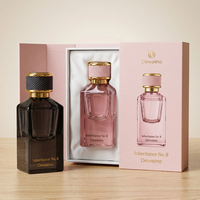 Flacon de parfum de style nouveau, en verre noir et rose, vide, 50 ml, flacon de parfum à fond épais avec boîte personnalisée