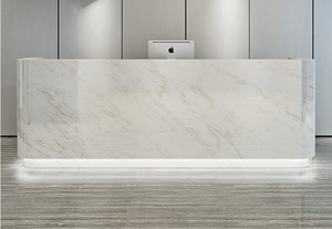 Mostrador de recepción moderno personalizado <span class=keywords><strong>Spa</strong></span> Hotel recepción blanca mostrador de recepción mesa de madera salón Oficina recepción Escritorio - Product Image 2