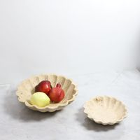 Bol en marbre travertin beige naturel, sculpté à la main, moderne, durable, pièce maîtresse décorative pour salon, chambre, salle à manger