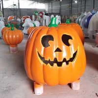 Grande sculpture de citrouille en fibre de verre, style alimentaire, pour extérieur, effet réaliste, artisanat peint pour aménagement paysager de jardin, décoration d'Halloween