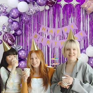 Nuovo Set di Palloncini in Lattice con Banner '<span class=keywords><strong>Buon</strong></span> Compleanno' in Oro Rosa, Nero, Viola, Blu e Argento, con Coriandoli e Paillettes per Decorazioni Festa - Product Image 6