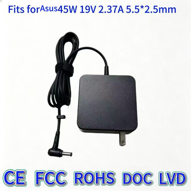 45W 19V 2.37A Square Laptop Power Adapter Charger 5.5x2.5mm DC Tip Replacement for Asus X550C X450C A450C A550C K550C Notebook