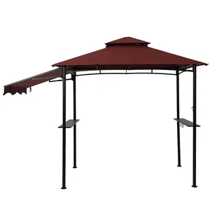 Promosi langsung dari pabrik Gazebo rak Awning samping kanopi Gazebo panggang BBQ teras 2-Tier 5x8 kaki. Untuk barbekyu