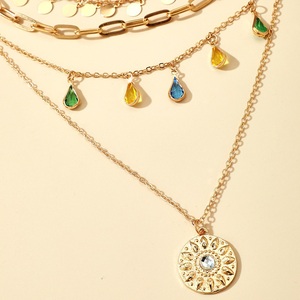 Collana <span class=keywords><strong>con</strong></span> ciondolo a girocollo in lega 4 doppio strato <span class=keywords><strong>con</strong></span> fibbia e strass - Product Image 2