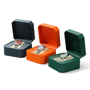 Caja de lujo para un solo reloj con diseño octogonal, estuche organizador de relojes de cuero PU para relojes automáticos y de cuarzo - Product Image 2