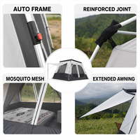 Carpa de Camping Pop-Up para 8-10 Personas, 430*300*190cm, Montaje Automático, Dos Habitaciones, Tipo Cabaña Familiar, Impermeable, Oxford, Toldo Extendido para las Cuatro Estaciones