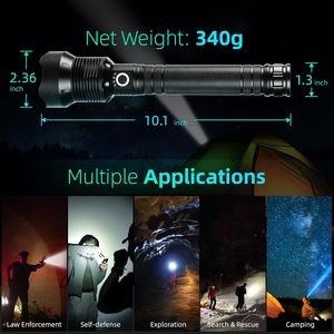 Lampe torche LED en alliage d'aluminium personnalisée, rechargeable, étanche, camping, charge USB, base magnétique, zoom, IP44, faisceau spot 0-200M - Product Image 3