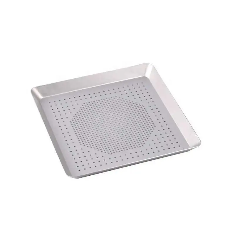 square Rectangle Pizza Baking Pan Nonstick Pizza hole tray Pan Steel Round Crispy Crust Pizza Oven Tray 8in
