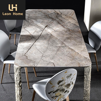 Fabricant table de meubles de salle à manger personnalisés avec plateau en marbre et base en acier inoxydable table de salle à manger personnalisée moderne de luxe