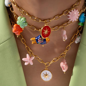 Nuova moda Ocean Wind catena in acciaio inox Cross Border bella collana con ciondolo in smalto di pesce con ciondolo graffetta collana Unisex - Product Image 2