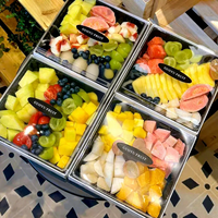 Boîte à sushi et sashimi pré-assemblée transparente à 1/4/9 compartiments pour fruits coupés, emballage à emporter