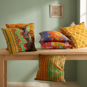 vintage kantha pillow sari <b>cushion</b> <b>covers</b> - Product Image 3