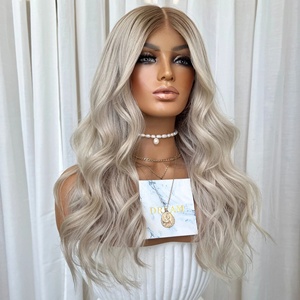 Qingdao Ombre <span class=keywords><strong>biondo</strong></span> <span class=keywords><strong>platino</strong></span> allentato a onde sciolte nodi invisibili cuticole vergini russi capelli allineati in pizzo trasparente <span class=keywords><strong>parrucche</strong></span> anteriori - Product Image 2