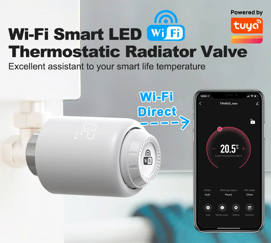 Nessun gateway richiesto Wi-Fi Tuya Smart TRV valvola termostatica per radiatore
