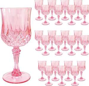 Verres à vin en plastique, gobelets, motif diamant rétro, couleurs rose, noir, rouge, vert, champagne, pour mariage, fête - Product Image 1