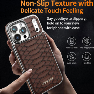 เคสโทรศัพท์หนัง PU ลายจระเข้สุดหรู สำหรับ iPhone 17 16 15 14 13 12 Pro Max 17 Air ขอบชุบเคลือบกันกระแทก - Product Image 5