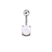 Anneaux bouton de barre de 14G CZ avec dispositifs de retenue Bijoux chirurgicaux en acier inoxydable 10MM Barbell anneau de ventre opale Piercing de nombril Bijoux de corps