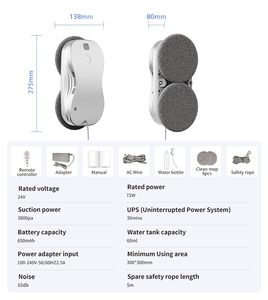 Nuevo Robot Limpiacristales Inteligente con Pulverizador de Agua, Control por Aplicación y Control Remoto, Limpieza Automática de Vidrios para el Hogar 1w13j0 - Product Image 4