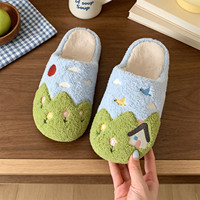 XIXITIAO Chaussons unisexes doux avec soutien de la voûte plantaire, mignons, en peluche, pour la maison, chauds, antidérapants, pour couple, en fourrure, pour l'intérieur, automne-hiver