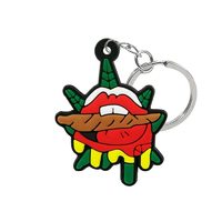 Porte-clés en caoutchouc souple PVC 3D personnalisé avec logo sur mesure, motif feuille de plante, vente en gros gratuite