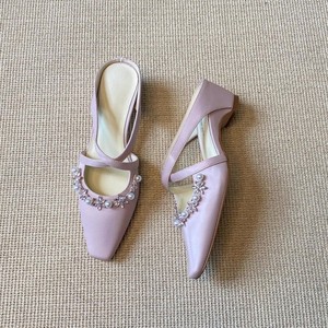 QuiteS 2026 Elegante Escritório Casual Slip-on Chinelos Novo Verão Meia Pérola Cruz <span class=keywords><strong>Strap</strong></span> Pequeno Dedo Do Pé Quadrado Sandália Ao Ar Livre - Product Image 6