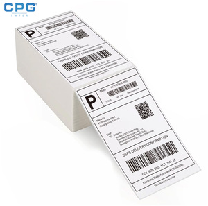 Étiquettes d'emballage personnalisées avec revêtement supérieur 100x150mm, autocollant thermique direct blanc pour logistique, étiquette d'expédition thermique en accordéon 4x6 - Product Image 1