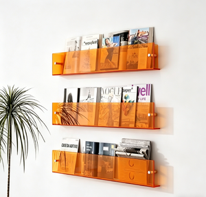 Porte-revues <span class=keywords><strong>mural</strong></span> en acrylique, étagère flottante transparente, organisateur pour magazines, livres et <span class=keywords><strong>journaux</strong></span> - Product Image 2