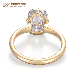 แหวนเพชรทรงดอกไม้แบบ Cushion Cut เพชรสร้างในห้องปฏิบัติการ ตัวเรือนทองแท้ 18k 14k 10k แบบ 4 กรงเล็บ แหวนขอแต่งงานสำหรับแฟนสาว - Product Image 1