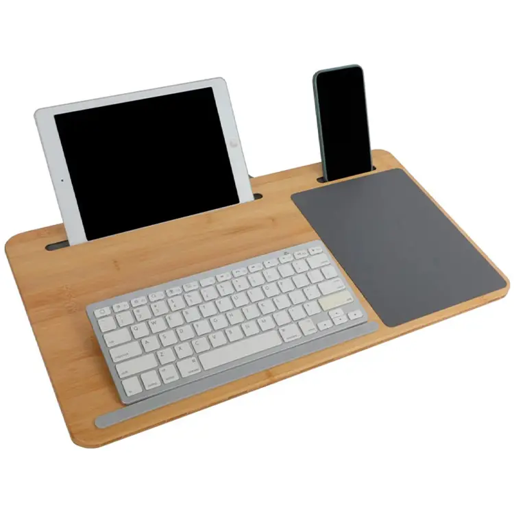 เข้ามาใหม่โต๊ะคอมพิวเตอร์แล็ปท็อปแบบพกพาศึกษาตารางไม้ตักโต๊ะกับหมอนเบาะ
