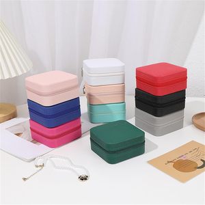 Boîte à bijoux portable en cuir et velours avec fermeture éclair, compartiments divisés, boîte de rangement anti-oxydation, boîte cadeau pour bijoux - Product Image 5