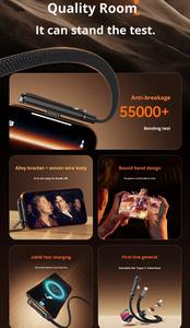 Câble de charge rapide universel 240W en nylon tressé avec support de téléphone, coude à 90 degrés, rotation à 360 degrés, multi-angle, type-C pour tous les téléphones, jeux - Product Image 3