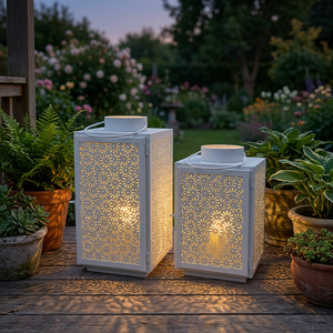 Portavelas de Metal Blanco Estilo Marroquí al por Mayor para Decoración del Hogar y Eventos - Product Image 1