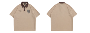 Logo Brodé Personnalisé Design Polo Surdimensionné <span class=keywords><strong>Vintage</strong></span> Lourd T-<span class=keywords><strong>shirt</strong></span> Homme Patchwork Imprimé Unisexe Couple Été - Product Image 5