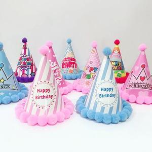 Suministros de fiesta para niños, gorro de corona con estampado de princesa y <span class=keywords><strong>Príncipe</strong></span>, suministros de <span class=keywords><strong>feliz</strong></span> cumpleaños, sombrero - Product Image 2