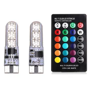 RGB 원격 제어 T10 W5W LED 전구 자동 램프 인테리어 대시 보드 조명 6SMD 인스트루먼트 앰비언트 라이트