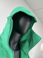 Sweat à capuche zippé personnalisé de haute qualité pour homme, en molleton bouclette épais, avec masque intégré à double couche et fermeture éclair.