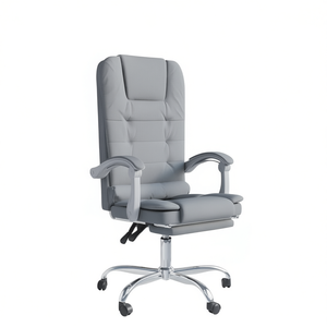 Chaise de bureau de massage gris clair en cuir PU avec accoudoirs réglables, base chromée, pivotante, chaise de direction - Product Image 1