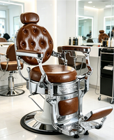 Fauteuils de coiffure de luxe à cadre doré, vente directe du fabricant Hon chair, pour salons de coiffure haut de gamme avec fonction inclinable.