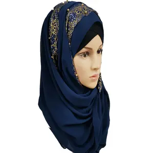 Delikate Chiffon-Kopfbänder Lieferant Großhandel muslimische Frauen Hijab-Schals Mode dünne Kopftuch-Halsschals