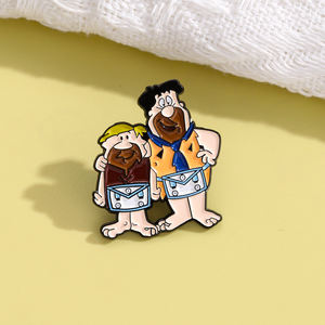 YINI üretici Flintstones-Fred Fred & Barney emaye pin-canlı Retro karikatür Duo rozeti | Nostaljik koleksiyon ve hediye - Product Image 2