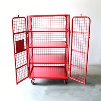 Chariots de transport de marchandises en acier robuste Assemblage facile pliable à quatre roues Personnalisable OEM Pliable Metal Mesh Sided Roll