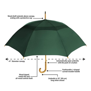 Wholesale Custom Printed Straight Sunshade Umbrella UV Protection Black Coating Metal <b>Frame</b> Wooden Handle Manual 190T Pongee - Product Image 2