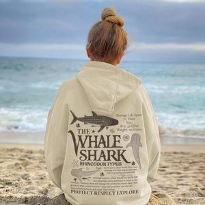 Sudadera con Capucha de Tiburón Ballena para Mujer, Sudadera Informal de Forro Polar, Sudadera con Estampado de Animales Marinos - Product Image 4