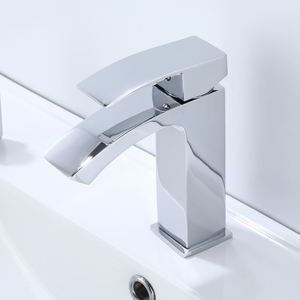 <span class=keywords><strong>Mitigeur</strong></span> de <span class=keywords><strong>lavabo</strong></span> cascade carré moderne en chrome, à poignée unique, monotrou, à poser sur le plan, double eau chaude/froide, anti-éclaboussures, avec valve en céramique - Product Image 4