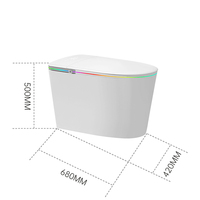 WC chinois à poser au sol avec éclairage LED coloré, cuvette ronde, télécommande avancée, siège chauffant, conception monobloc
