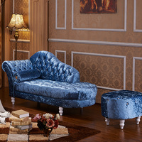 Canapé Chaise Longue en Tissu Bleu Design Moderne Haut de Gamme pour Salon avec Repose-Pieds