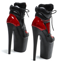 20CM / 8 Pouces Mat & Brevet PU Haut Femmes Sexy Talon Haut Plateforme Bout Fermé Bottines Pole Dance Boot